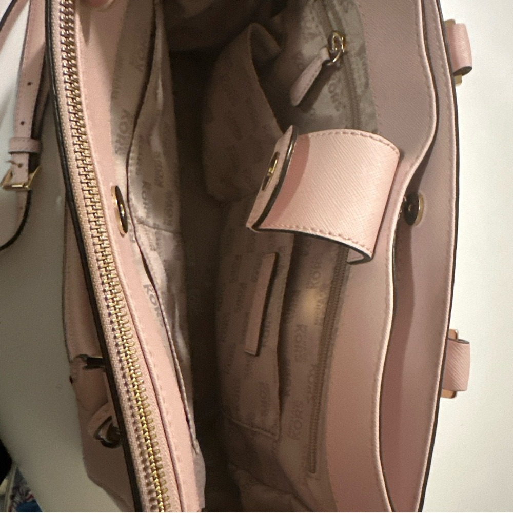 Michael Kors Kellen Saffiano  Leather Medium Satchel Blossom Pink - Picture 6 of 13